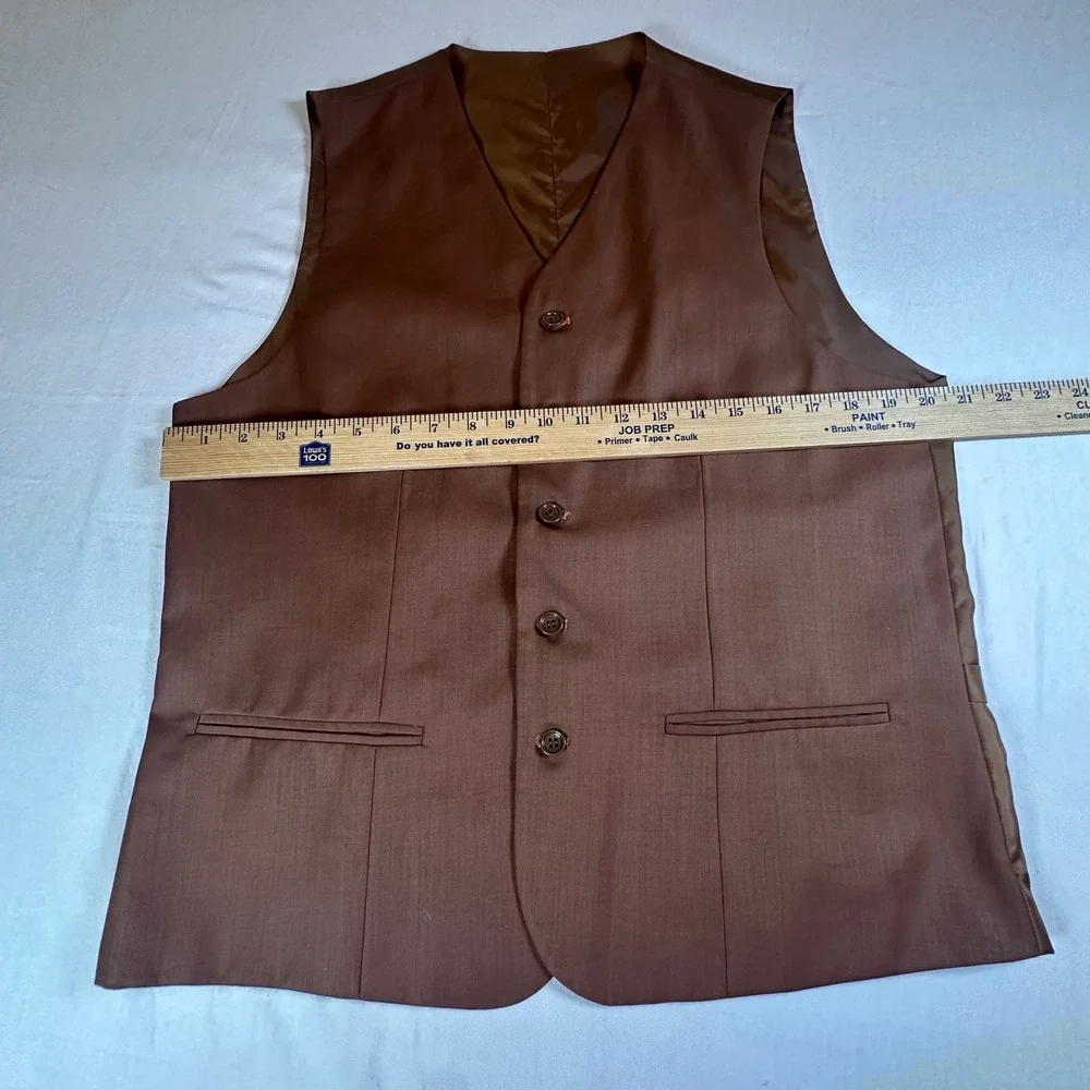 Mens Brown Suit Vest Waistcoat Size 40R Designed in Italy‎ Adjustable Back